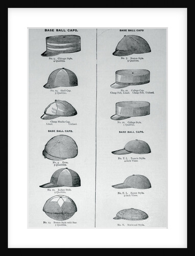 Advertisement for Baseball Caps by Anonymous
