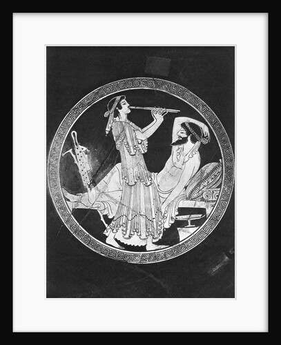 Greek Pottery with a Musician and a Reclining Man by Anonymous