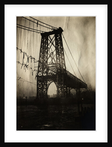Construction of New York Tower of Williamsburg Bridge on East River by Anonymous