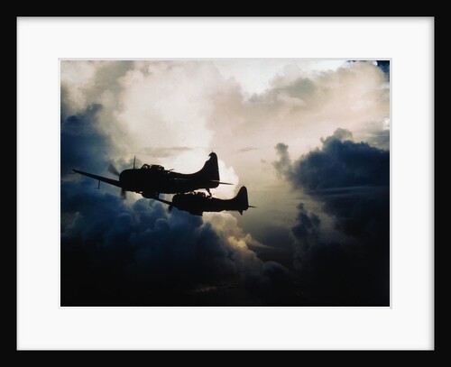 US Navy SBD Dauntless Dive Bombers in Flight by Anonymous