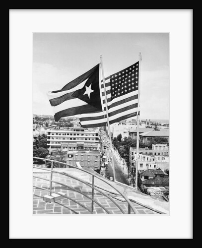 Flag of Puerto Rico Flying Alongside United States Flag by Anonymous