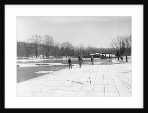 Men Gathering Ice from Frozen Pond by Anonymous