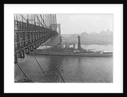 USS West Virgina Passing Under Brooklyn Bridge by Anonymous