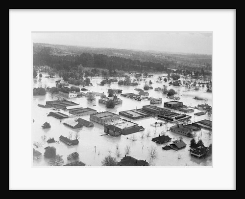 Flood Waters Covering Town by Anonymous