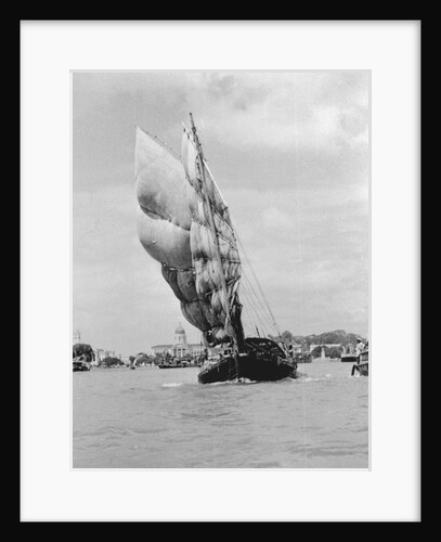Majestic Sailboat in Singapore Harbor by Anonymous