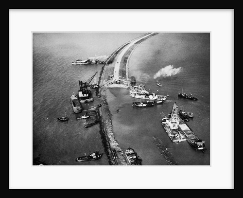 Aerial View of Ships Building a Dyke by Anonymous