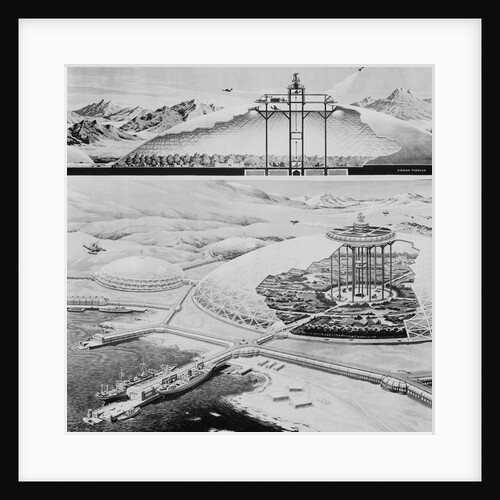 Illustration of a Climatized Arctic Airbase from Mechanix Illustrated Magazine by Anonymous