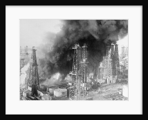 Oil Wells Spouting Streams of Fire by Anonymous