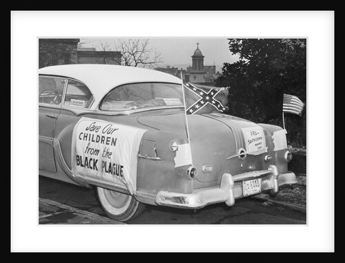 Automobile Decorated with Signs and American Flags by Anonymous