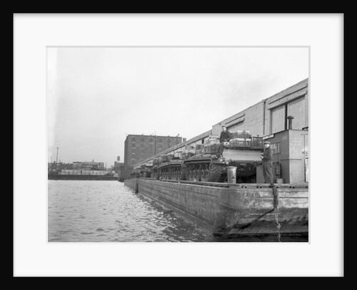 Military Tanks Being Loaded Onto a Barge by Anonymous