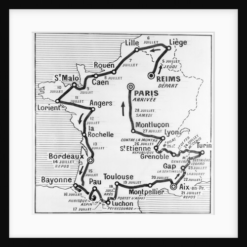Map Showing Route of Tour De France by Anonymous