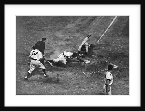 Jackie Robinson Sliding into Home Plate by Anonymous