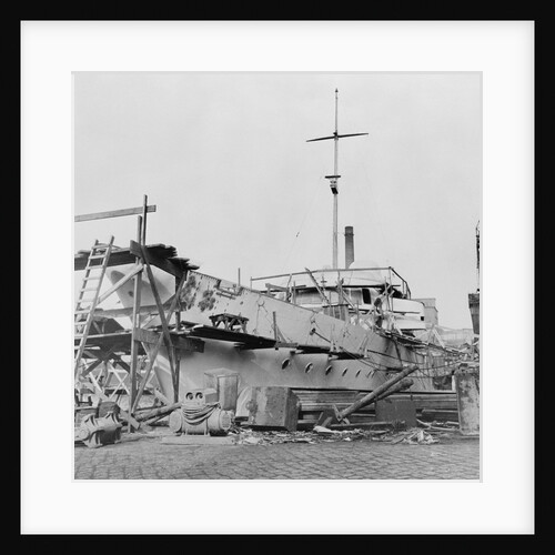 View of Ship Being Worked on at Docks by Anonymous
