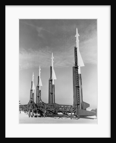 Four Nike Missiles in Vertical Position at Launching Site by Anonymous
