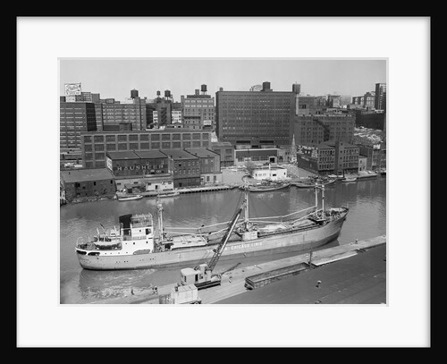 Cargo Ship Moving Down a River by Anonymous