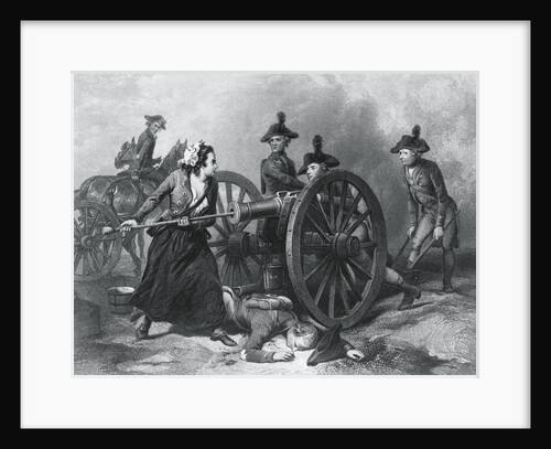Engraving of Molly Pitcher Loading Cannon at the Battle of Monmouth by Anonymous