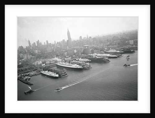 Ships Docking in New York Harbor by Anonymous
