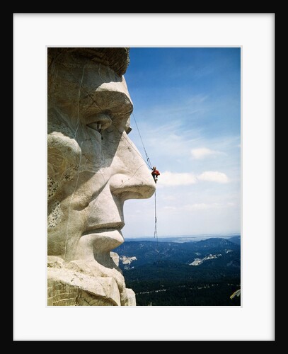 Mount Rushmore Repairman Working on Lincoln's Nose by Anonymous