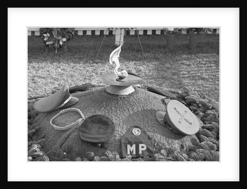 Military Caps Showing Tribute at JFK's Grave by Anonymous