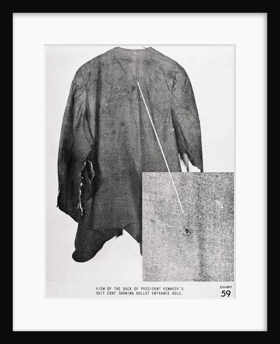 View of The Back of John F. Kennedy's Suit Coat Showing Bullet entrance Hole by Anonymous