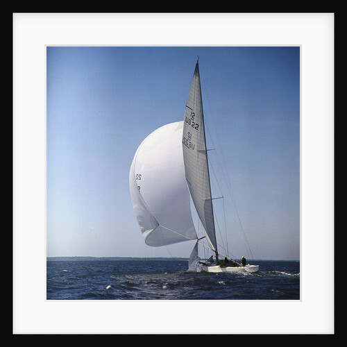 Windblown Sails of Yacht on Open Sea by Anonymous