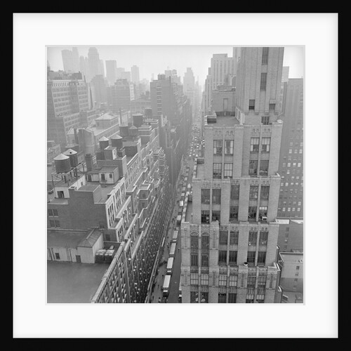 Aerial View of Trucks Delivering Goods in Garment District by Anonymous