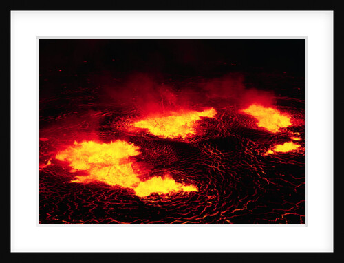 Night View of Boiling Lava from Volcanic Eruption by Anonymous