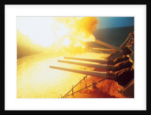 View of USS New Jersey Firing Guns by Anonymous