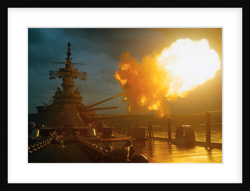 View of USS New Jersey Firing Guns by Anonymous