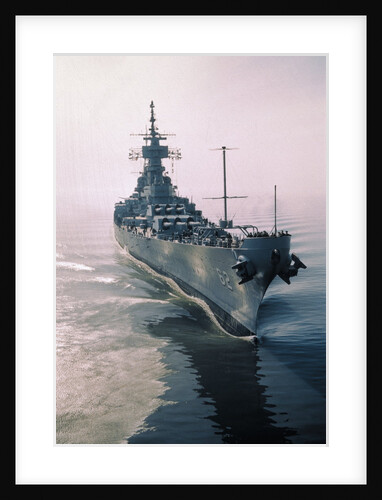 Aerial View of USS New Jersey Entering Bay by Anonymous