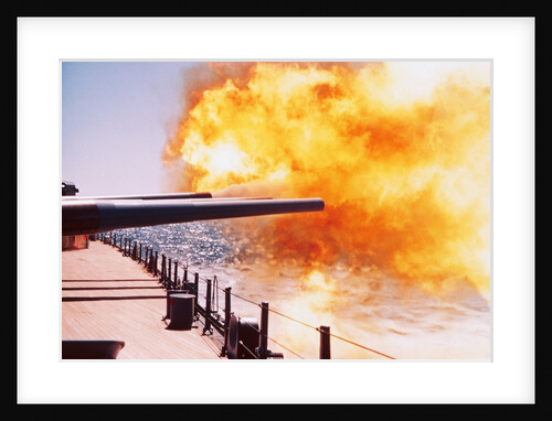Battleship Firing Guns by Anonymous