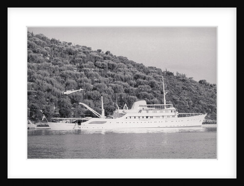 View of Large Yacht Near Shore by Anonymous