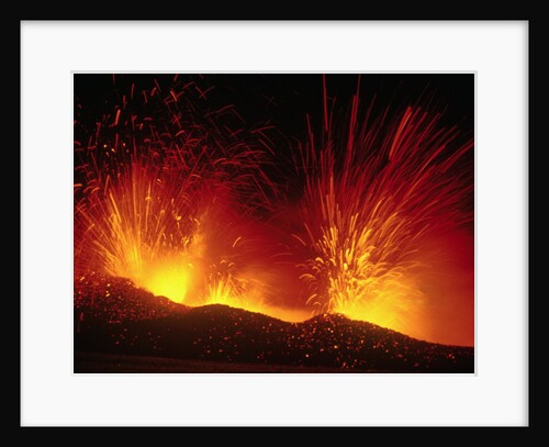 Mount Etna Erupting at Night by Anonymous