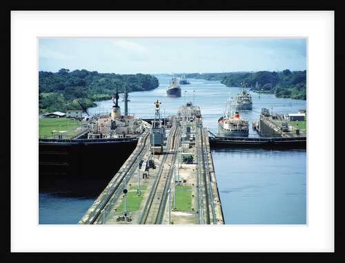 Ship Passing through Gatun Locks by Anonymous
