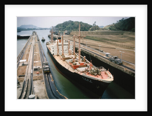 Ship Passing Through Locks by Anonymous