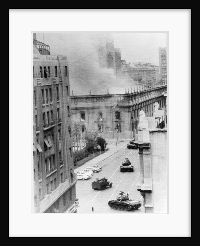 War Area with Burning Building in Chile by Anonymous