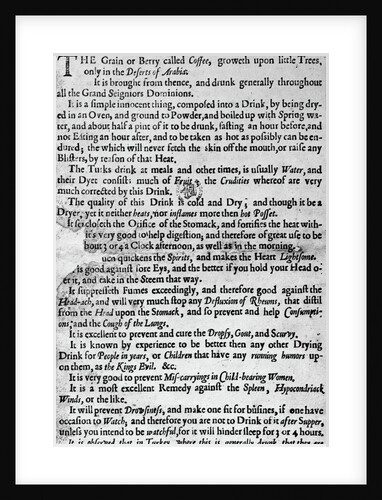 Coffee Advertisement of 1660. by Anonymous