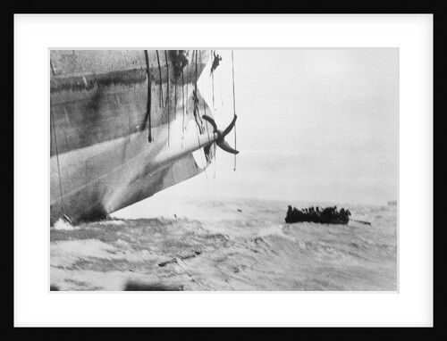 Navy Men Escaping Sinking Submarine by Boat by Anonymous