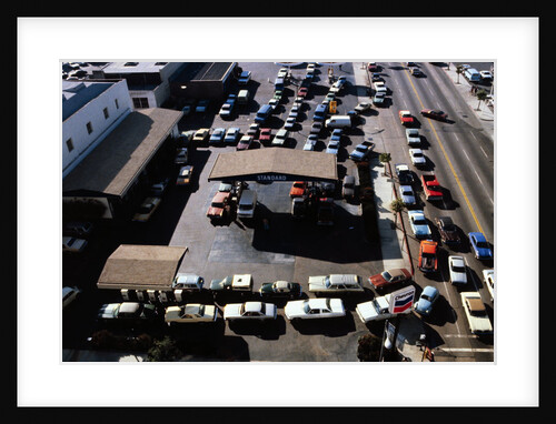 Aerial View of Cars Lining Up for Rationed Gas by Anonymous
