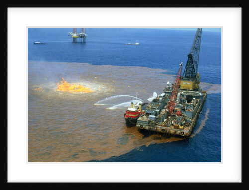 Manned Rig in Oil Spilled Waters by Anonymous