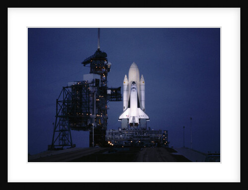 Illuminated Columbia on Launch Pad by Anonymous