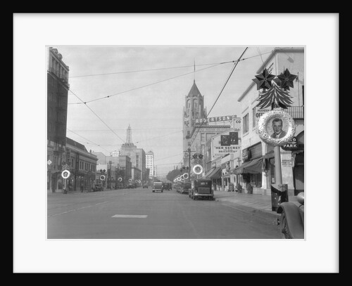Hollywood Boulevard Decorated for Christmas by Anonymous