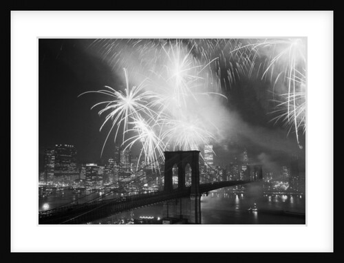 Fireworks over the Brooklyn Bridge by Anonymous