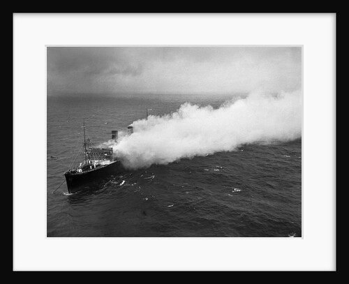 Aerial View of a Burning Ship by Anonymous