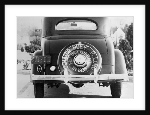 Rear View of Car With Huey P. Long Advertisement by Anonymous