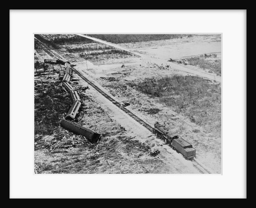 Train Blown off the Tracks by Hurricane by Anonymous