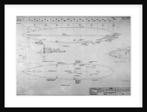 Drawing of Hindenburg with Stations and Crew Names by Anonymous