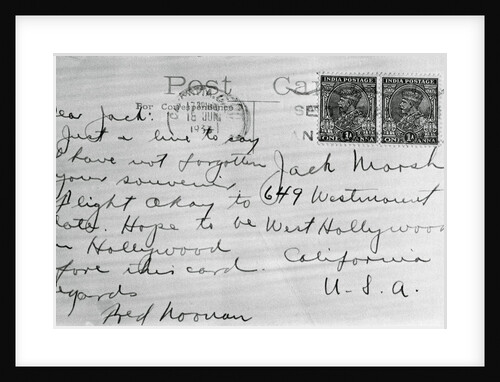 Postcard from Frederick Noonan by Anonymous