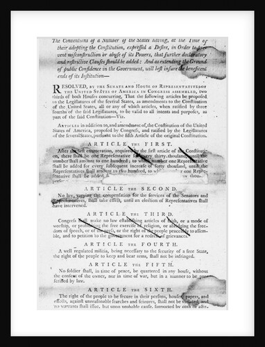 Bill of Rights Page One by Anonymous