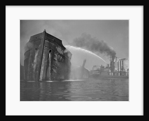 Fireboat Dousing Wooden Ship by Anonymous